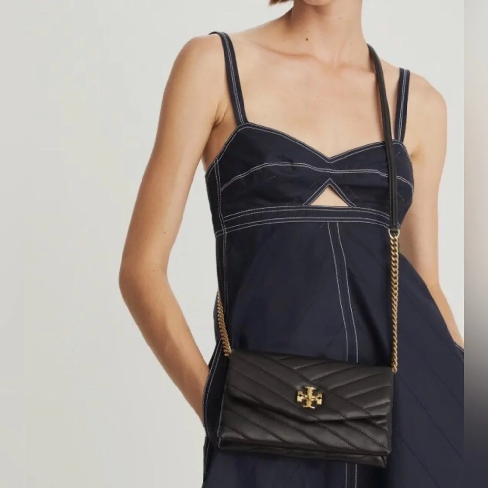 TORY BURCH Kira Chevron Quilted Leather Wallet on a Chain